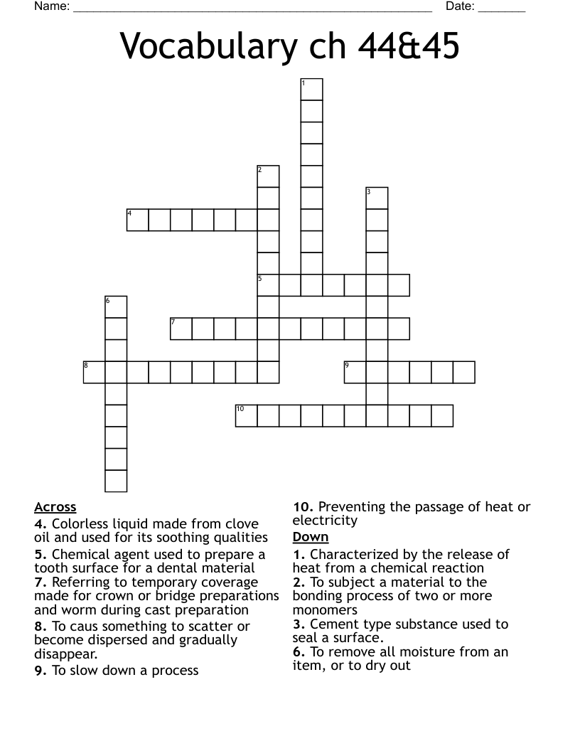 Vocabulary ch 44&45 Crossword