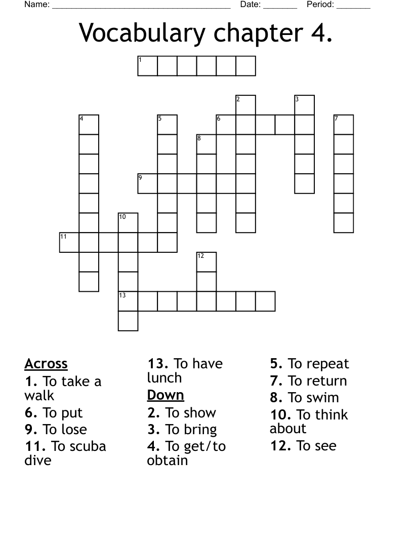 Vocabulary chapter 4. Crossword