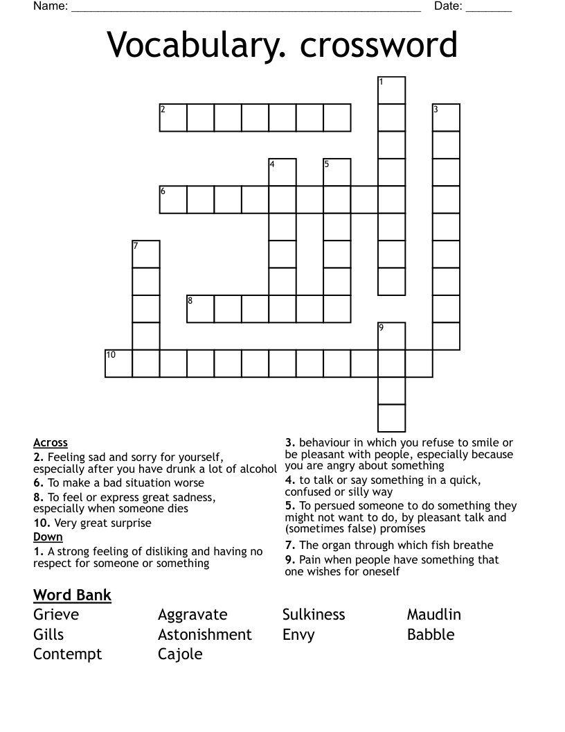 Vocabulary. crossword
