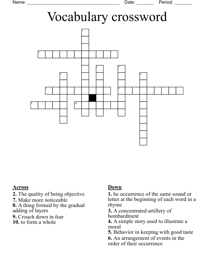 Vocabulary crossword 