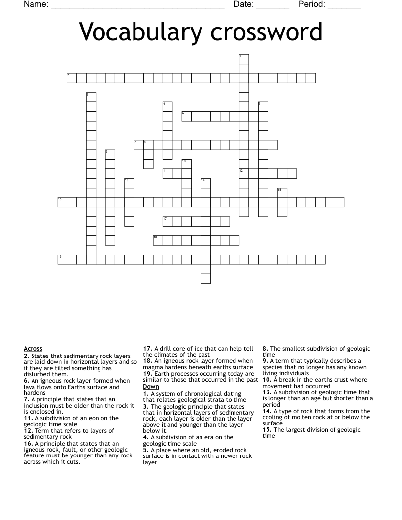 Vocabulary crossword 