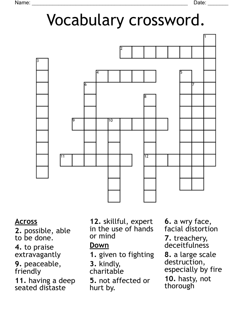 Vocabulary crossword. 