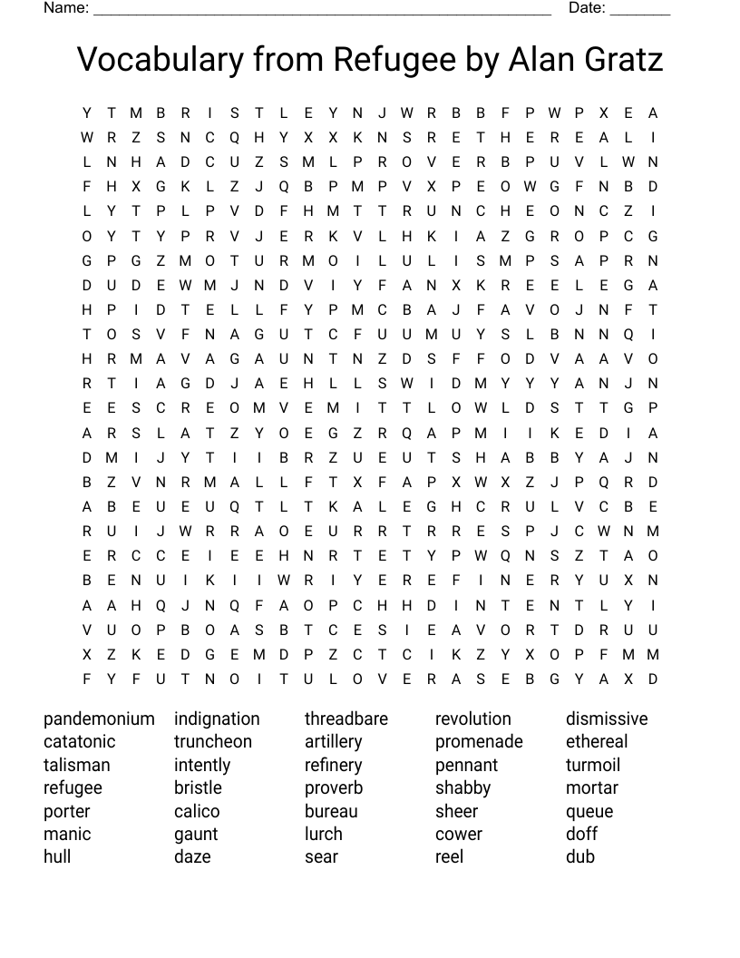 Vocabulary from Refugee by Alan Gratz Word Search