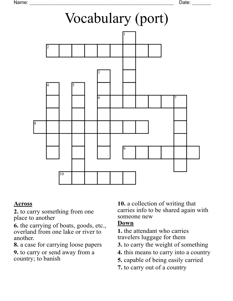 Vocabulary (port) Crossword