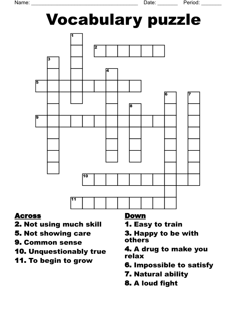 Vocabulary puzzle Crossword