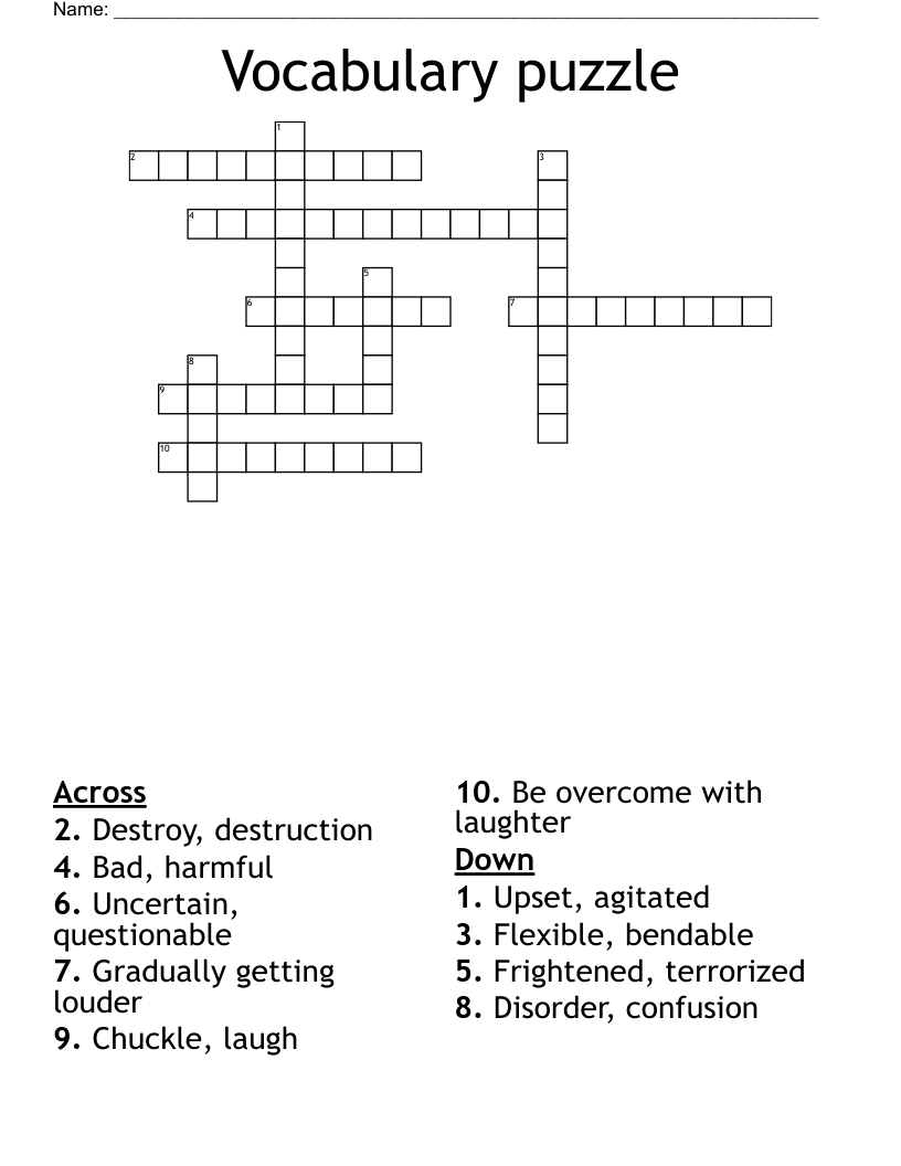 Vocabulary puzzle  Crossword