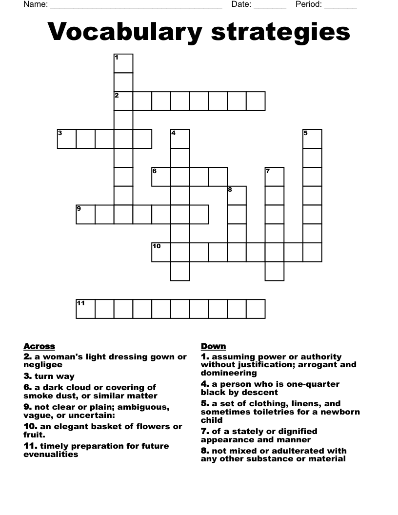 Vocabulary strategies  Crossword