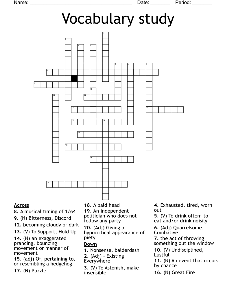 Vocabulary study Crossword