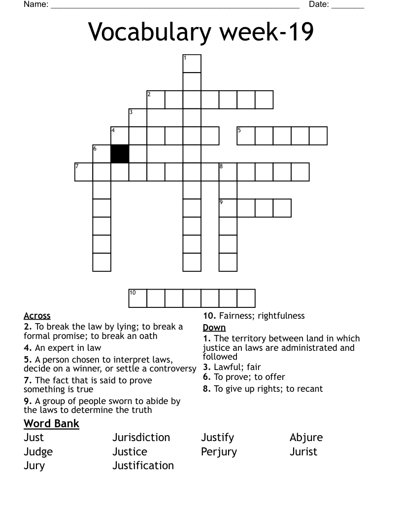 Vocabulary week-19 Crossword