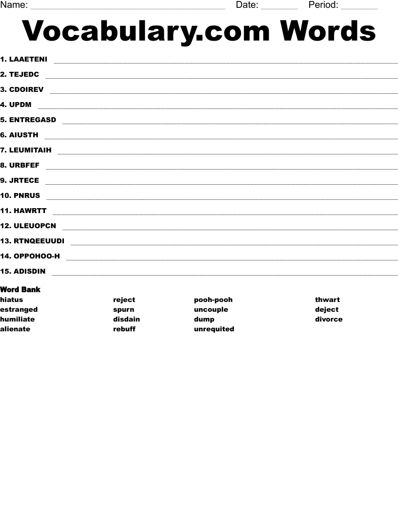 Vocabulary.com Words Word Scramble