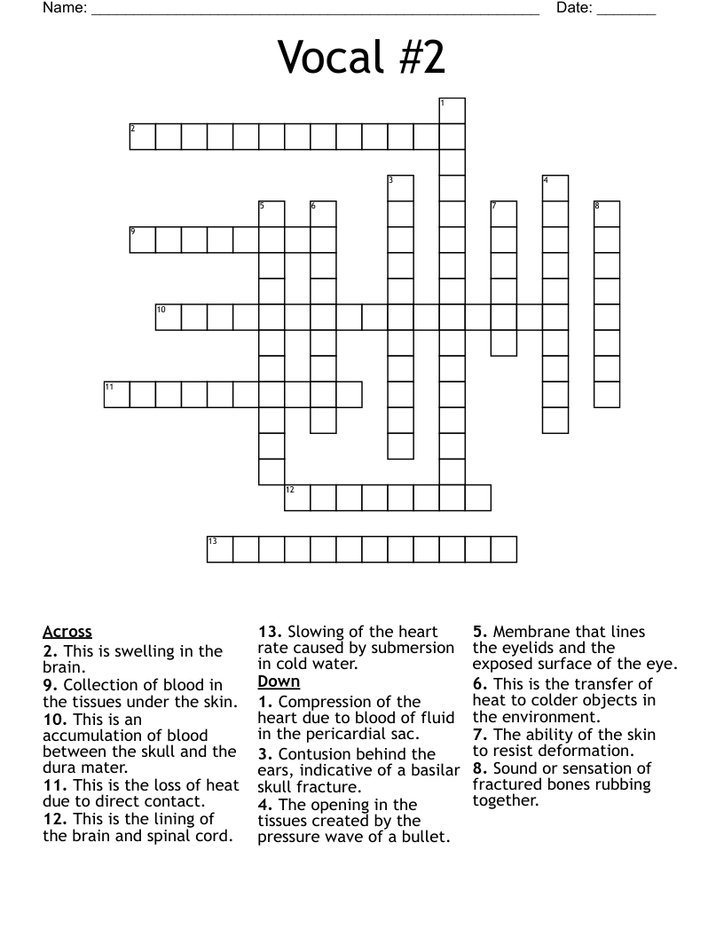 Vocal #2  Crossword