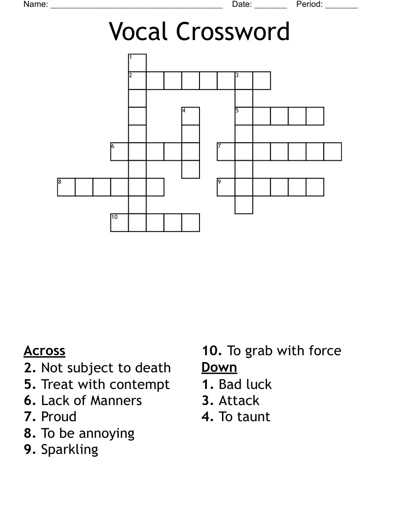 Vocal Crossword 