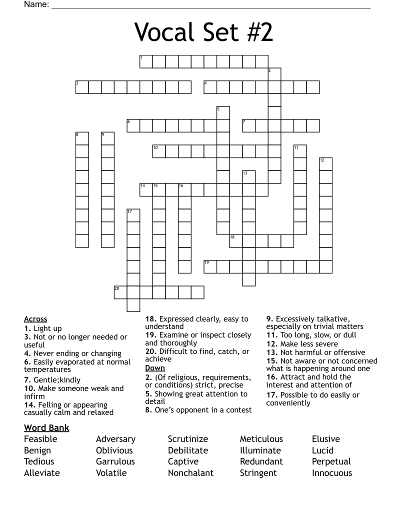 Vocal Set #2 Crossword