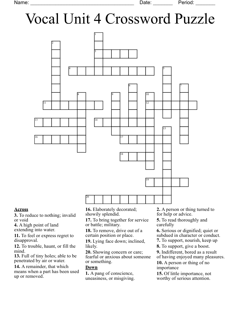 Vocal Unit 4 Crossword Puzzle