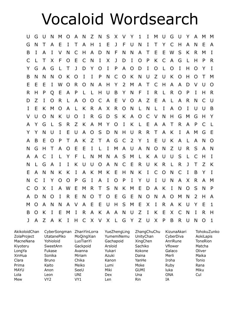 Vocaloid Wordsearch