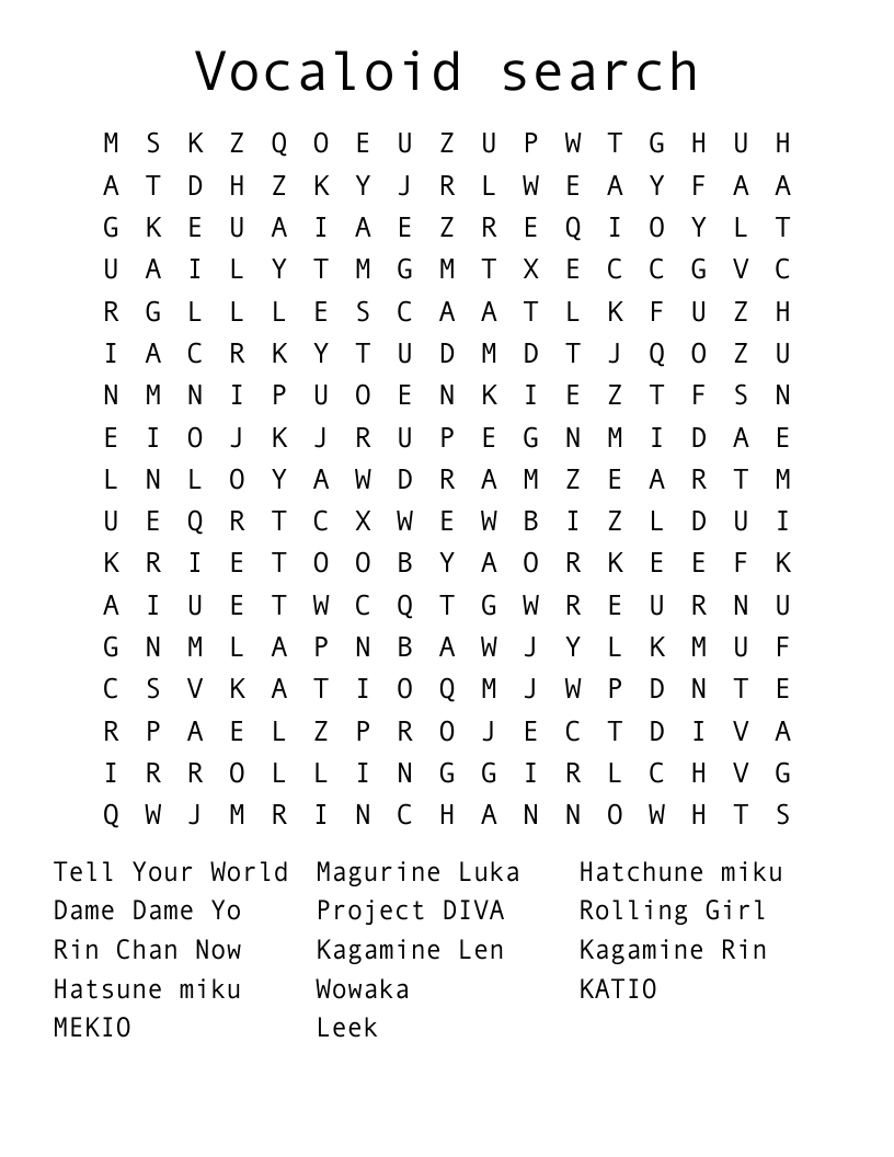 Vocaloid search  Word Search