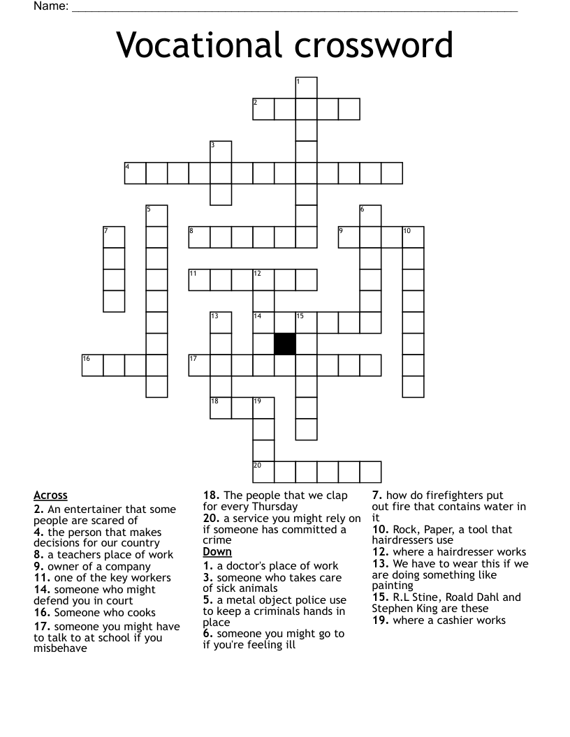 Vocational crossword