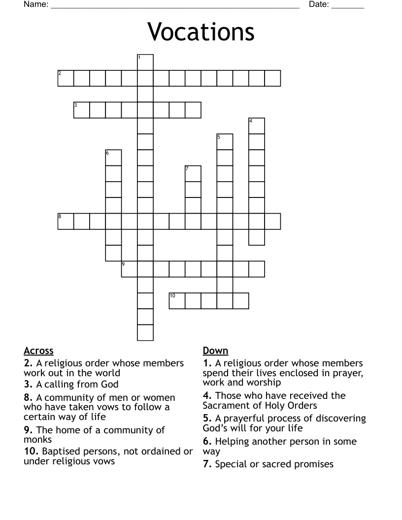 Vocations Crossword