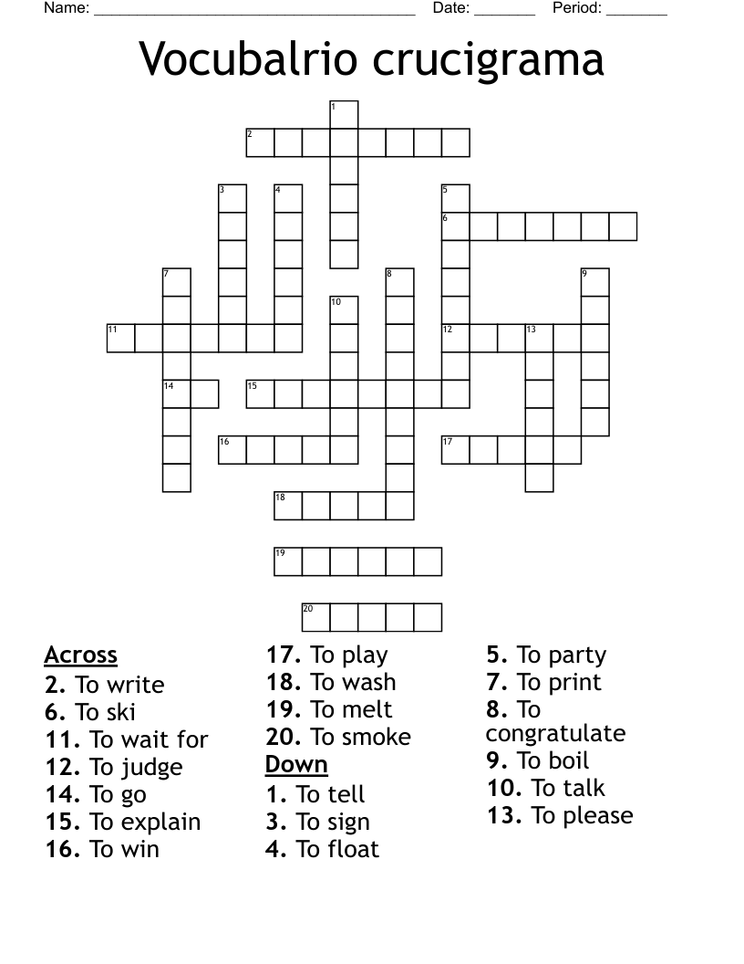 Vocubalrio crucigrama Crossword