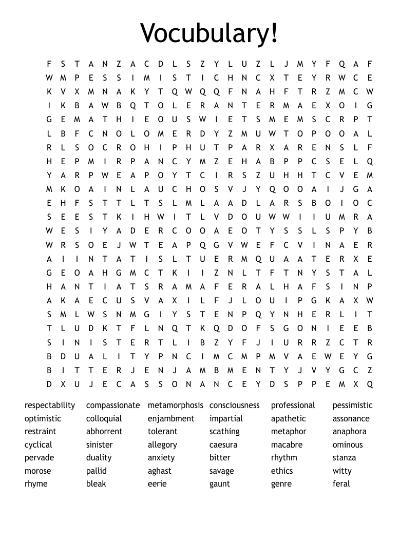 Vocubulary! Word Search