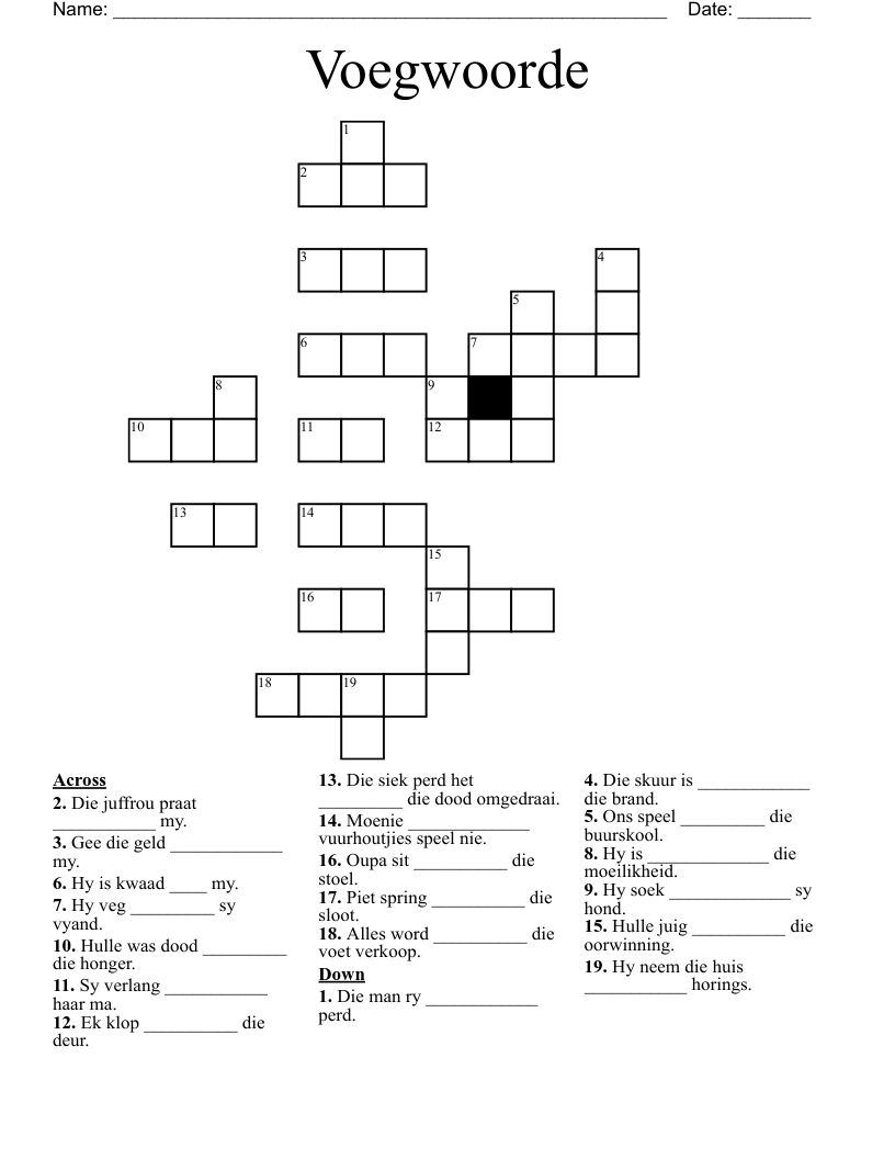 Voegwoorde Crossword