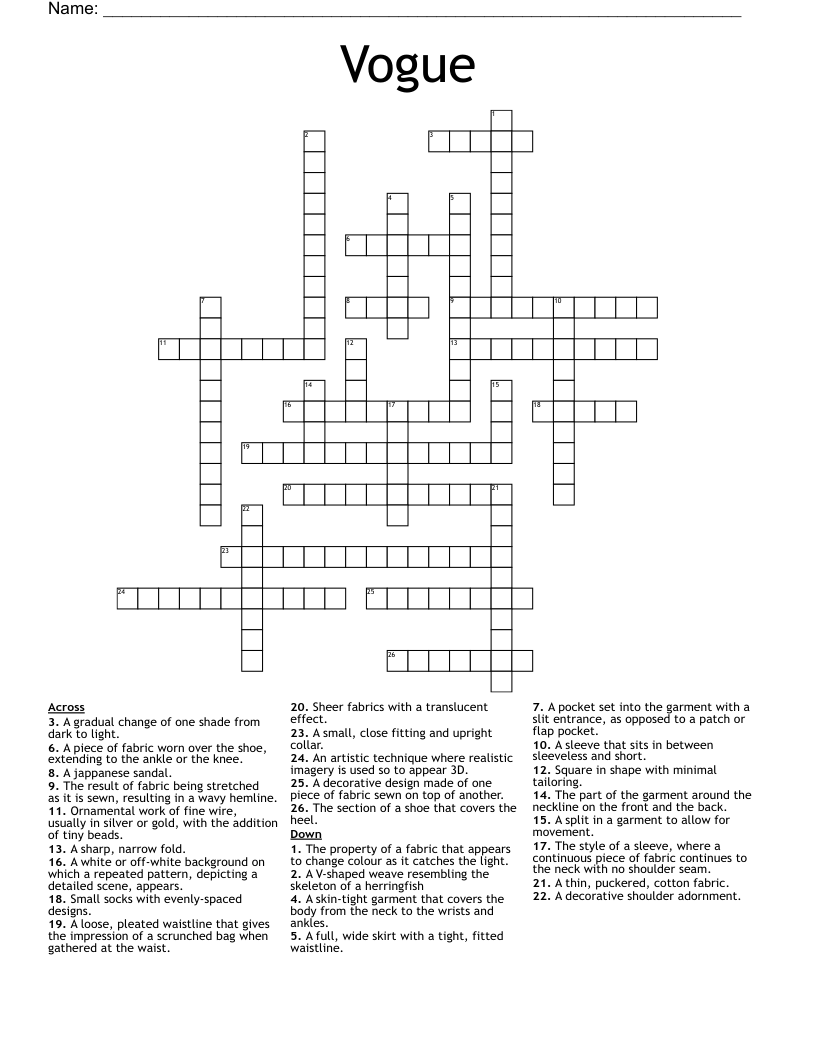 Vogue Crossword