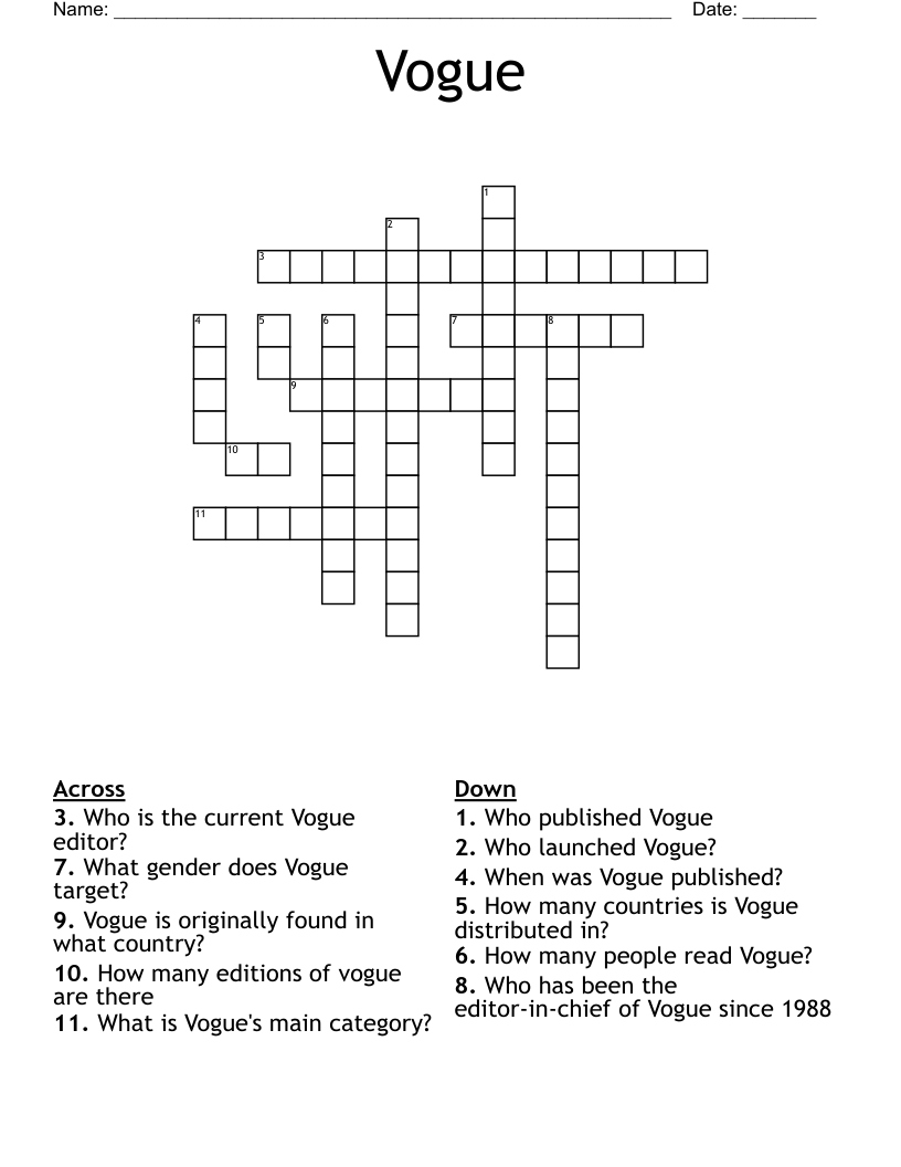 Vogue Crossword