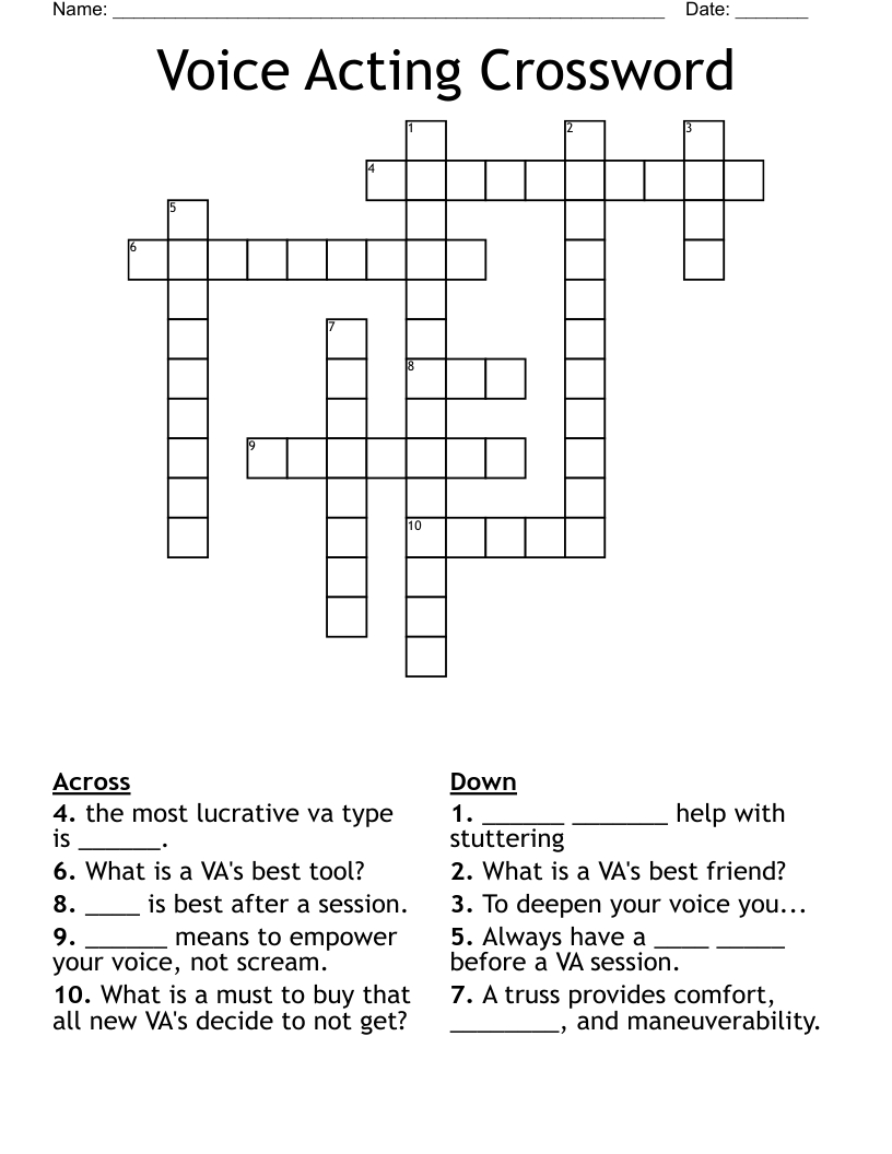 Voice Acting Crossword