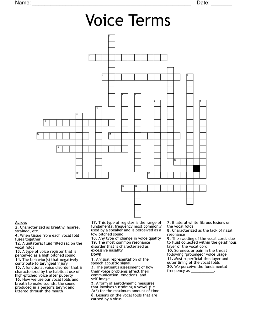 Voice Terms Crossword