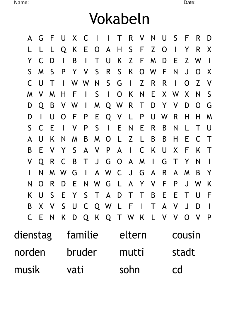 Vokabeln Word Search