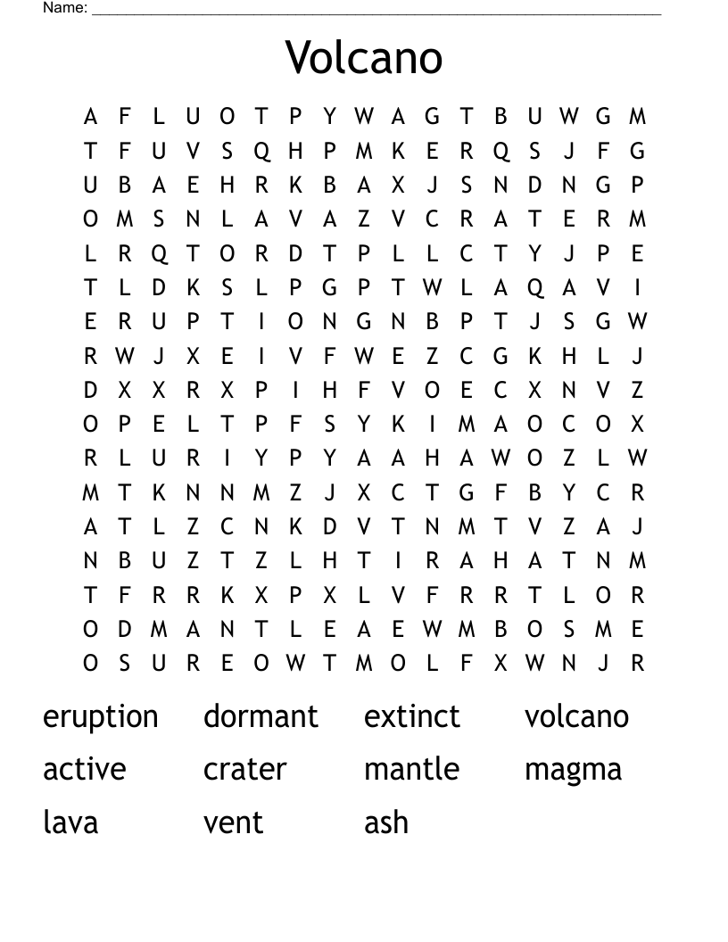 Volcano Word Search