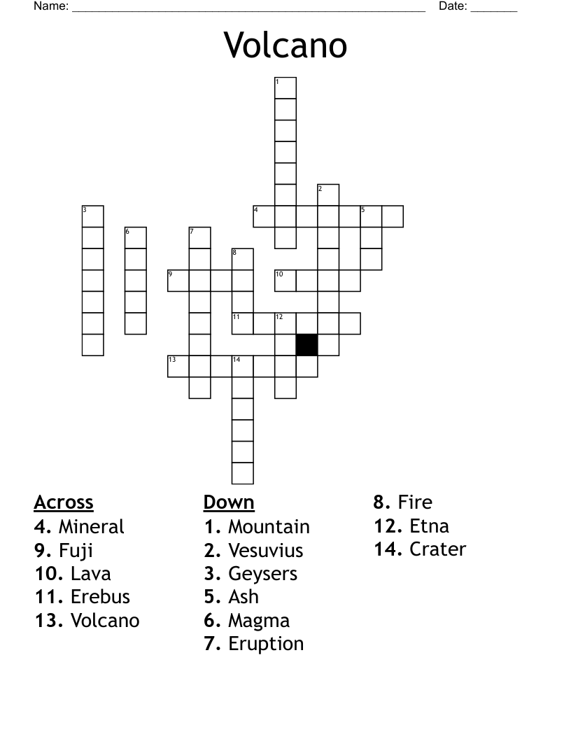 Volcano Crossword
