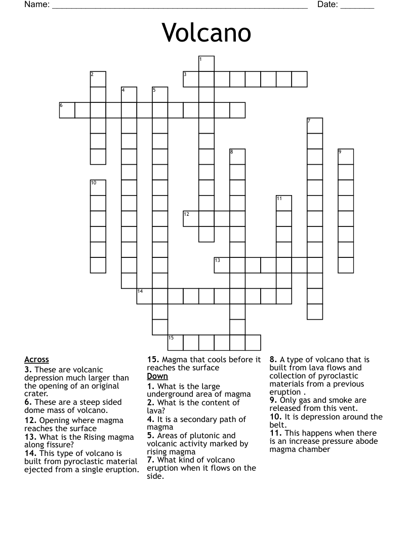 Volcano Crossword