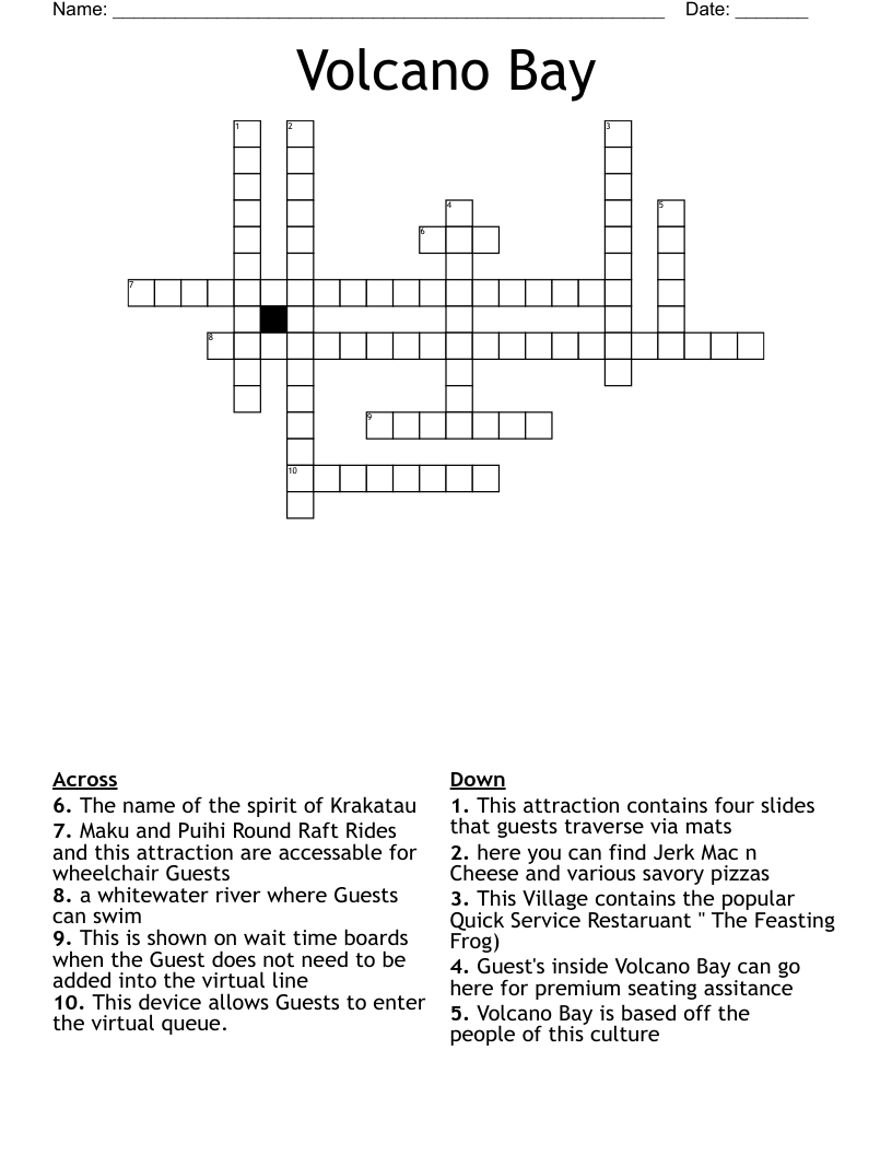 Volcano Bay  Crossword