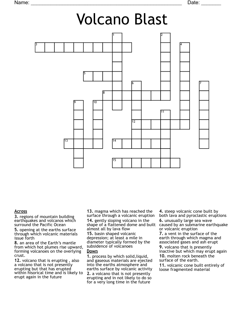 Volcano Blast  Crossword