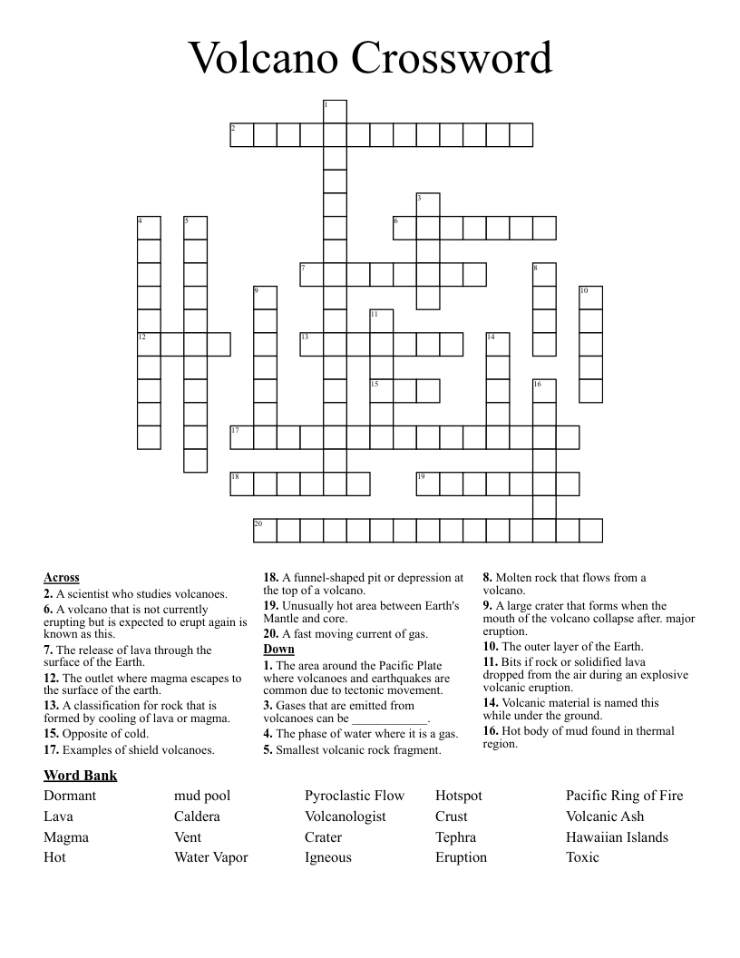 Volcano Crossword