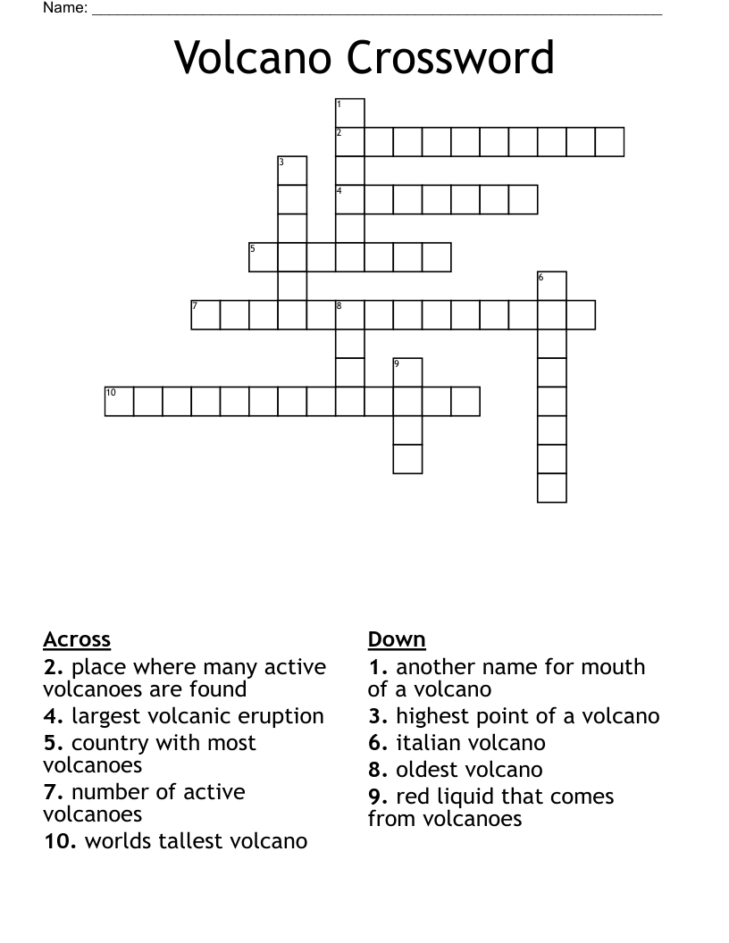 Volcano Crossword