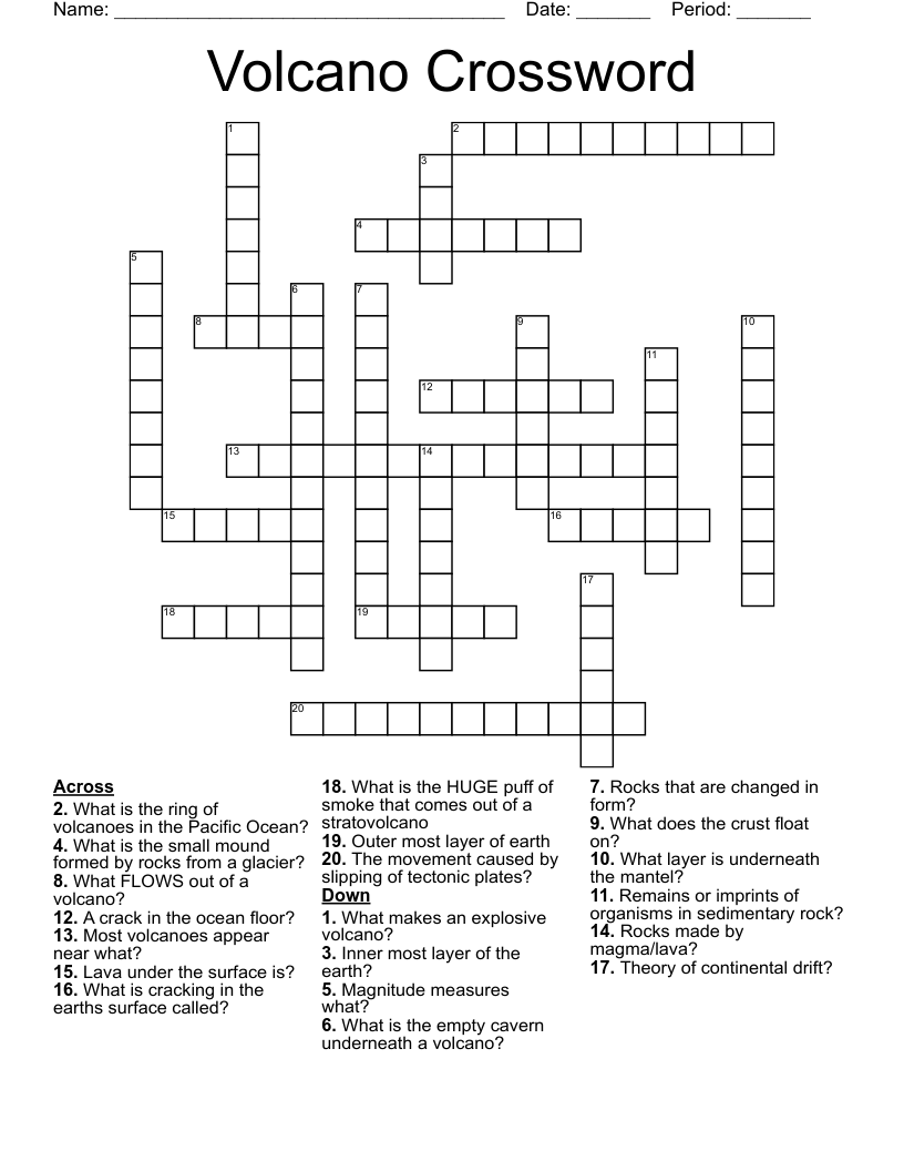 Volcano Crossword 