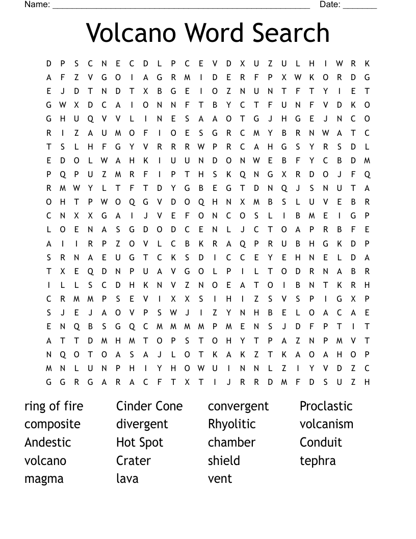 Volcano Word Search