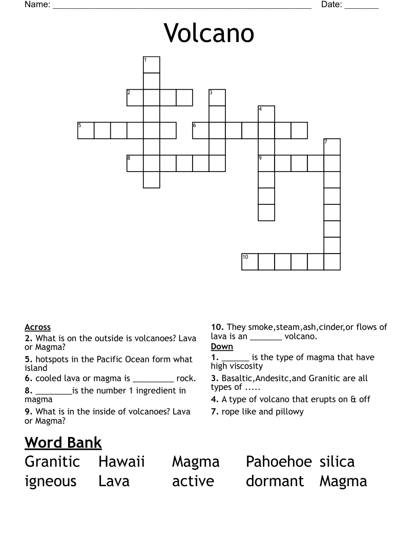 Volcano  Crossword