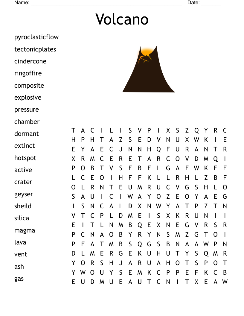 Volcano   Word Search