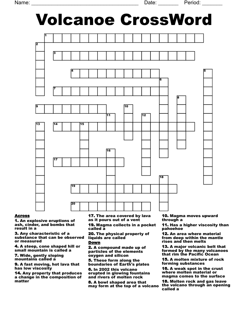 Volcanoe CrossWord