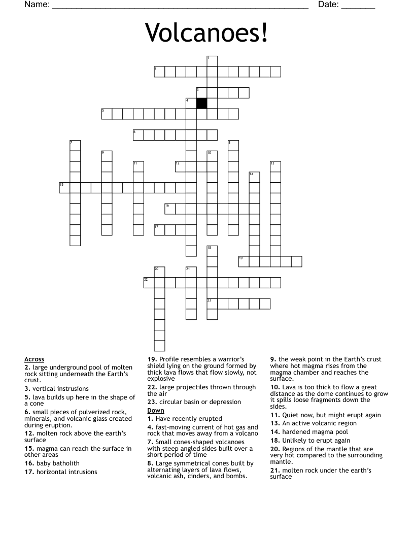 Volcanoes! Crossword