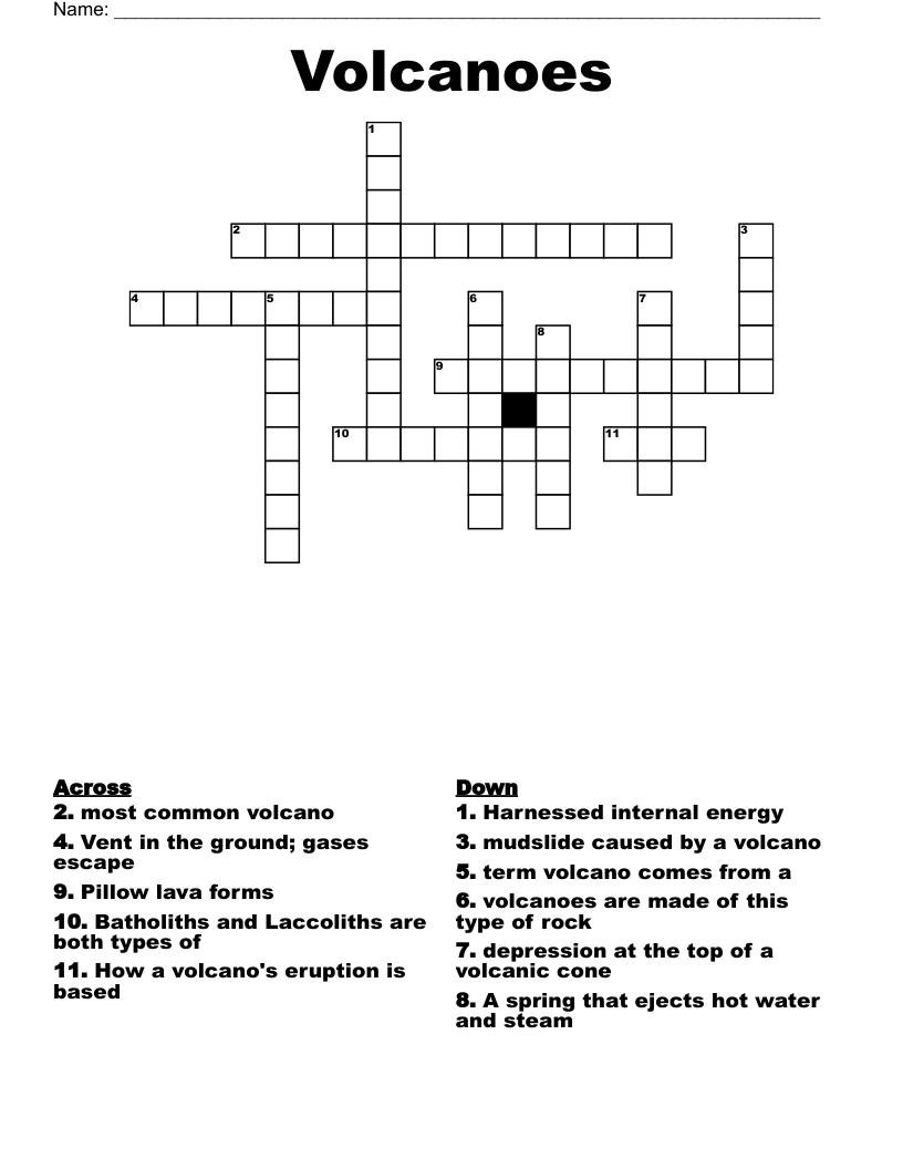 Volcanoes Crossword