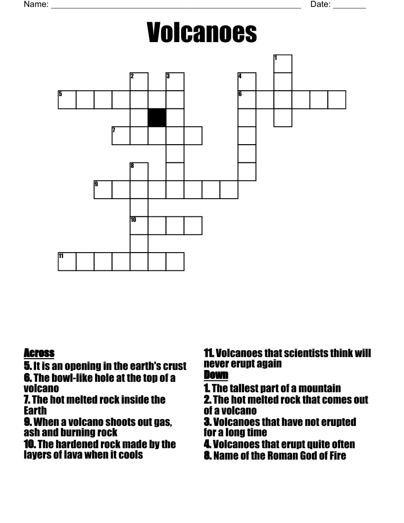 Volcanoes Crossword