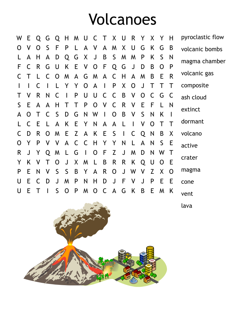 Volcanoes Word Search