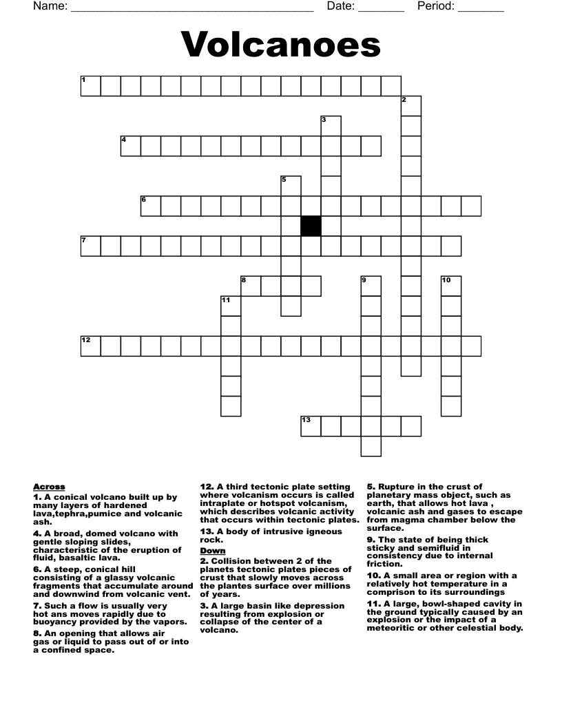 Volcanoes Crossword