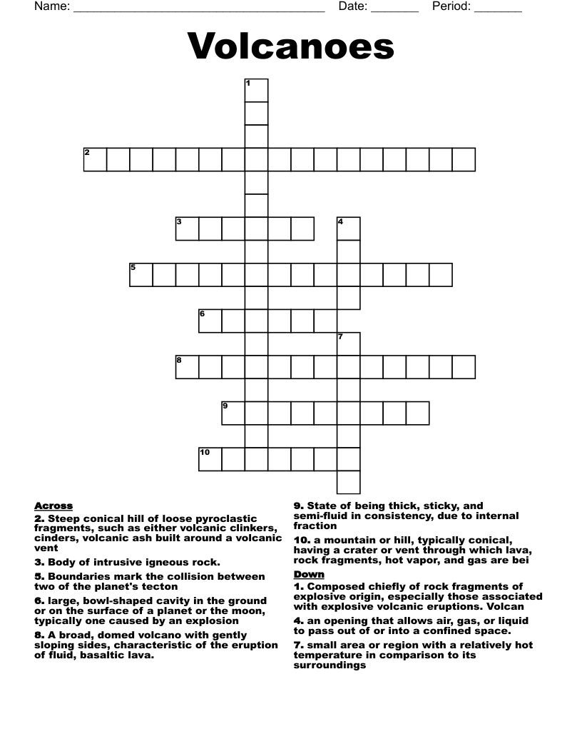 Volcanoes Crossword