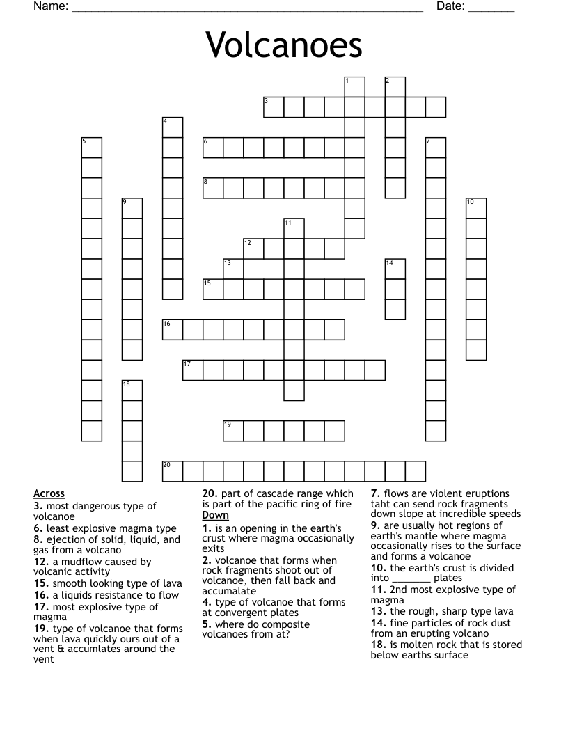 Volcanoes Crossword