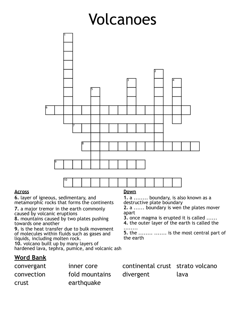 Volcanoes Crossword